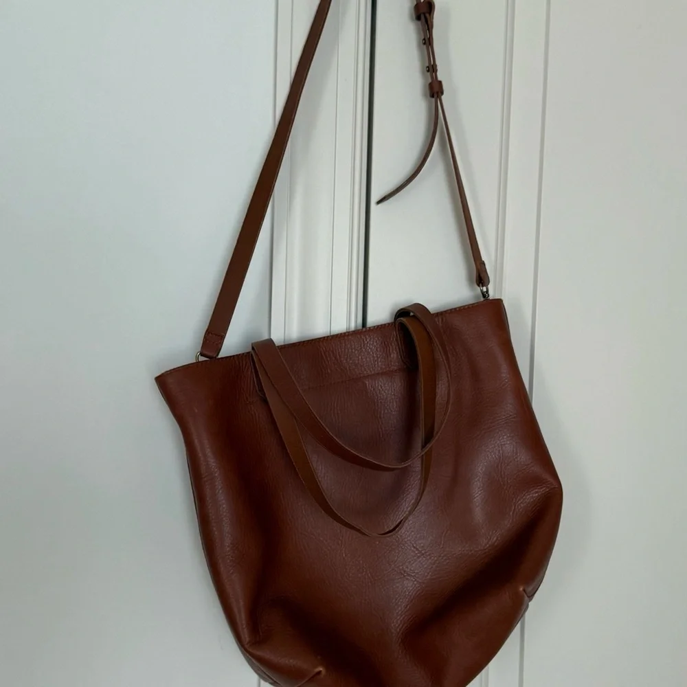 Madewell brown Leather Tote Bag with zip top versatile design - Picture 6 of 9
